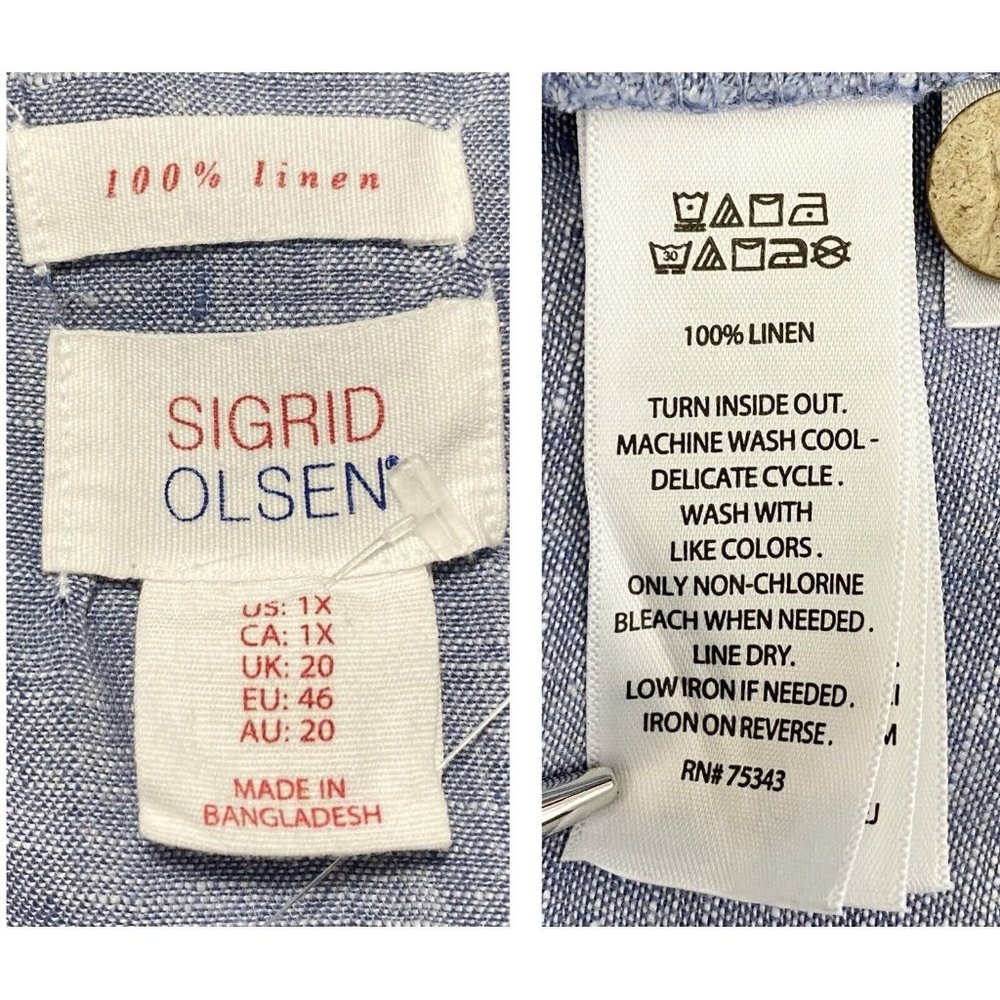 Sigrid Olsen Pullover Tunic Top Size 1x Blue 100%… - image 8